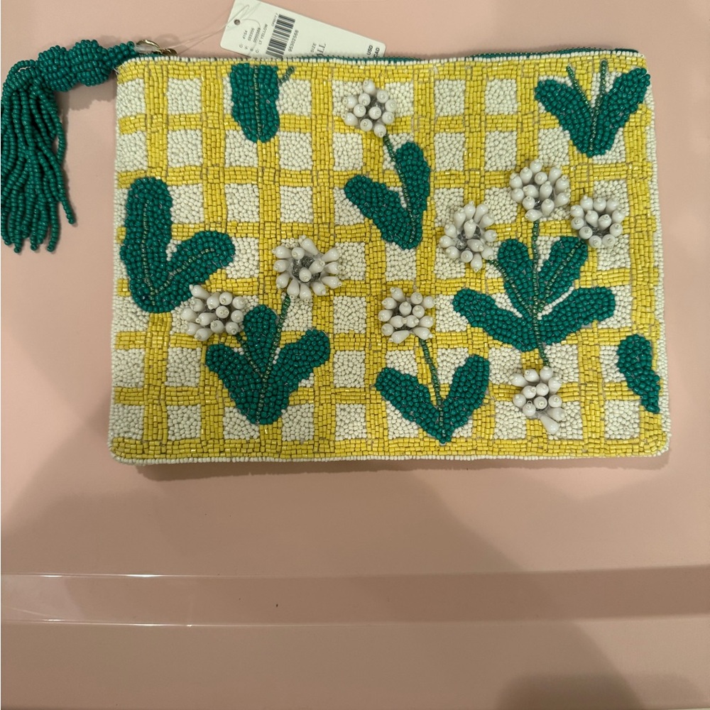 Anthropologie Beaded Clutch - Yellow, Green, White